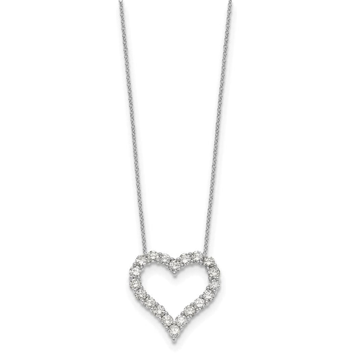 14K White Gold 2 carat Diamond Heart 18 inch Necklace
