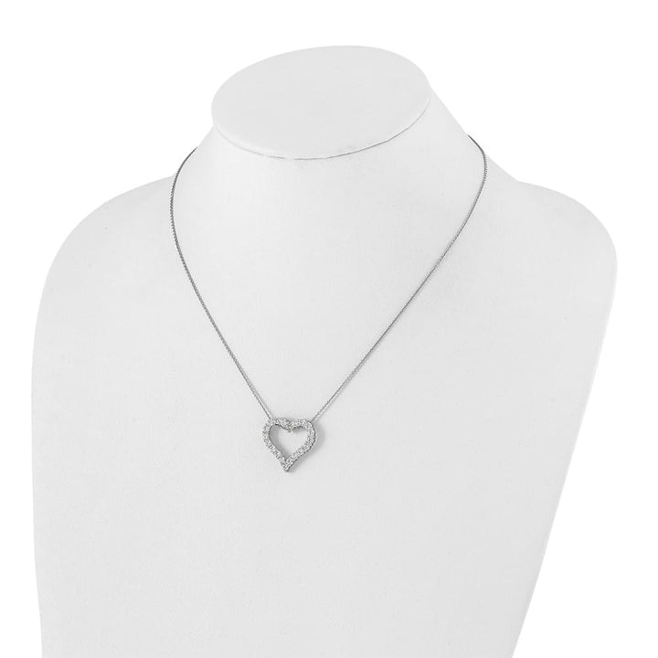 14K White Gold 2 carat Diamond Heart 18 inch Necklace