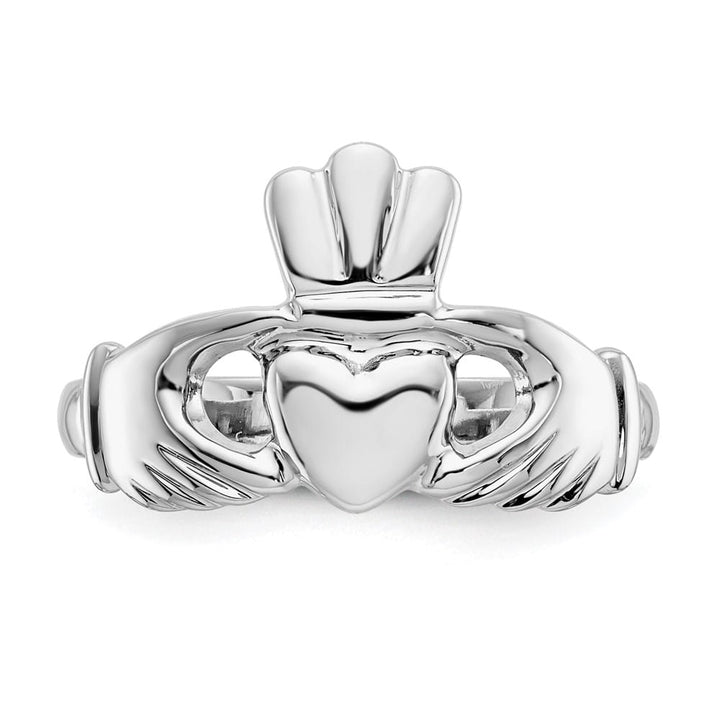 14k White Gold 2 mm 13 mm Top Polished Claddagh Ring