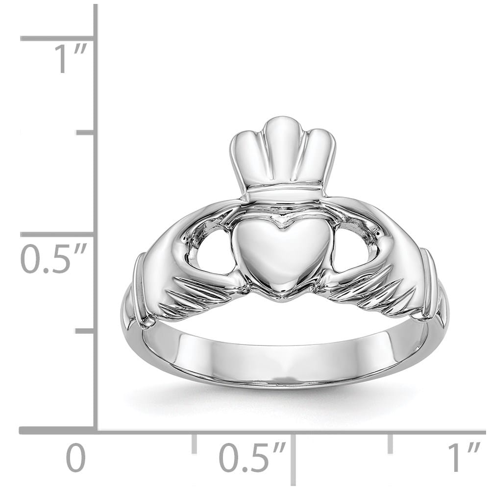 14k White Gold 2 mm 13 mm Top Polished Claddagh Ring