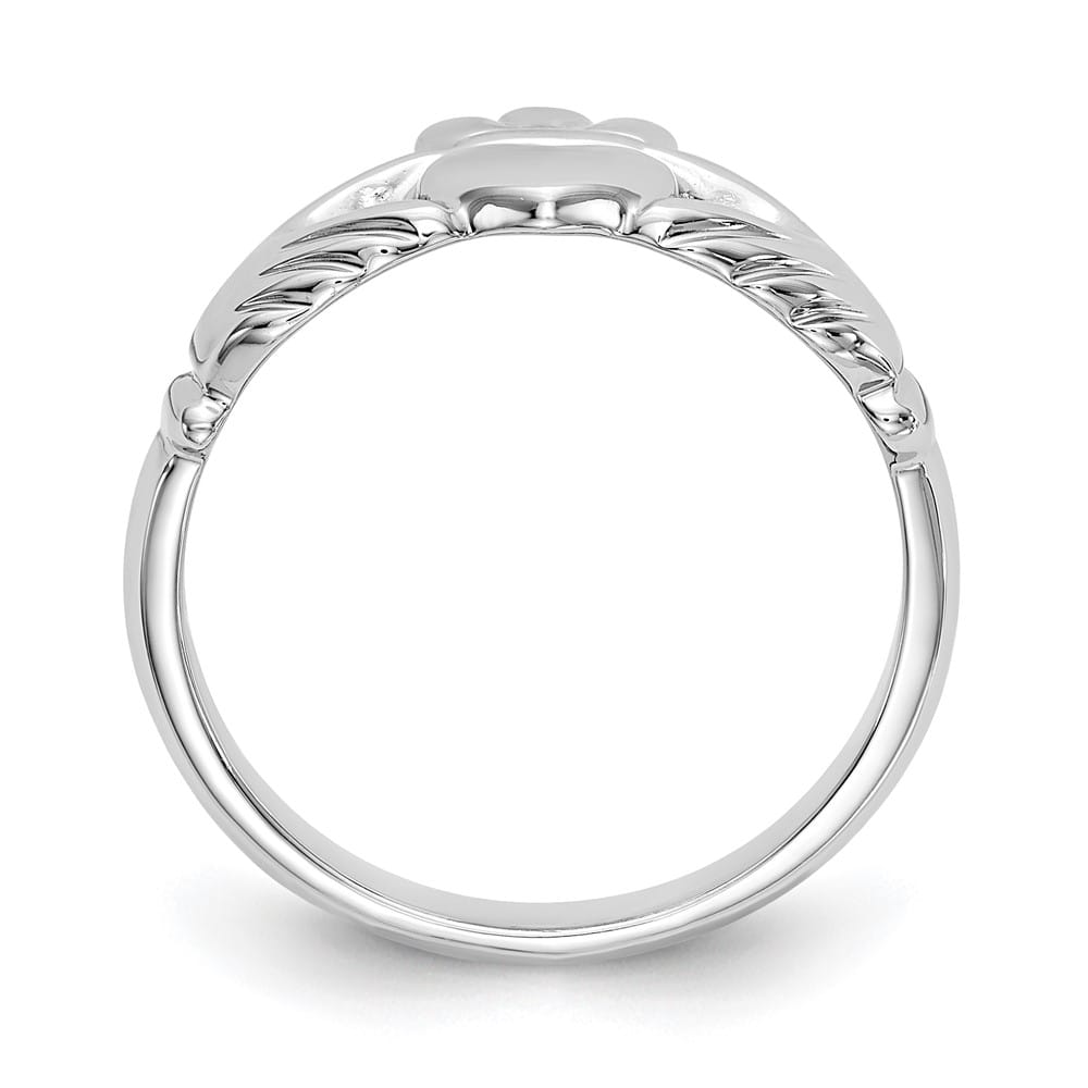 14k White Gold 2 mm 13 mm Top Polished Claddagh Ring