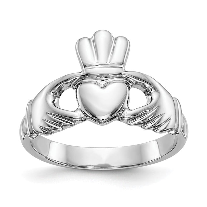14k White Gold 2 mm 13 mm Top Polished Claddagh Ring