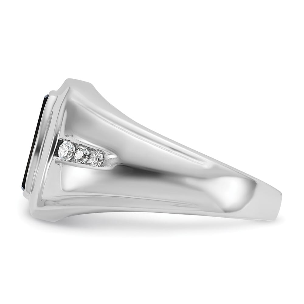14k White Gold 20.45 g IB Goodman Cushion Onyx Diamond Men's Ring