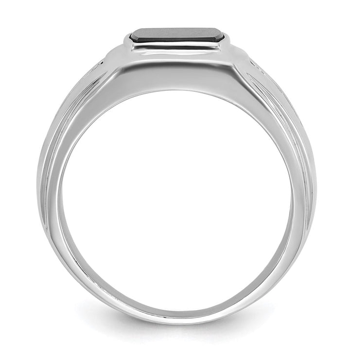 14k White Gold 20.45 g IB Goodman Cushion Onyx Diamond Men's Ring