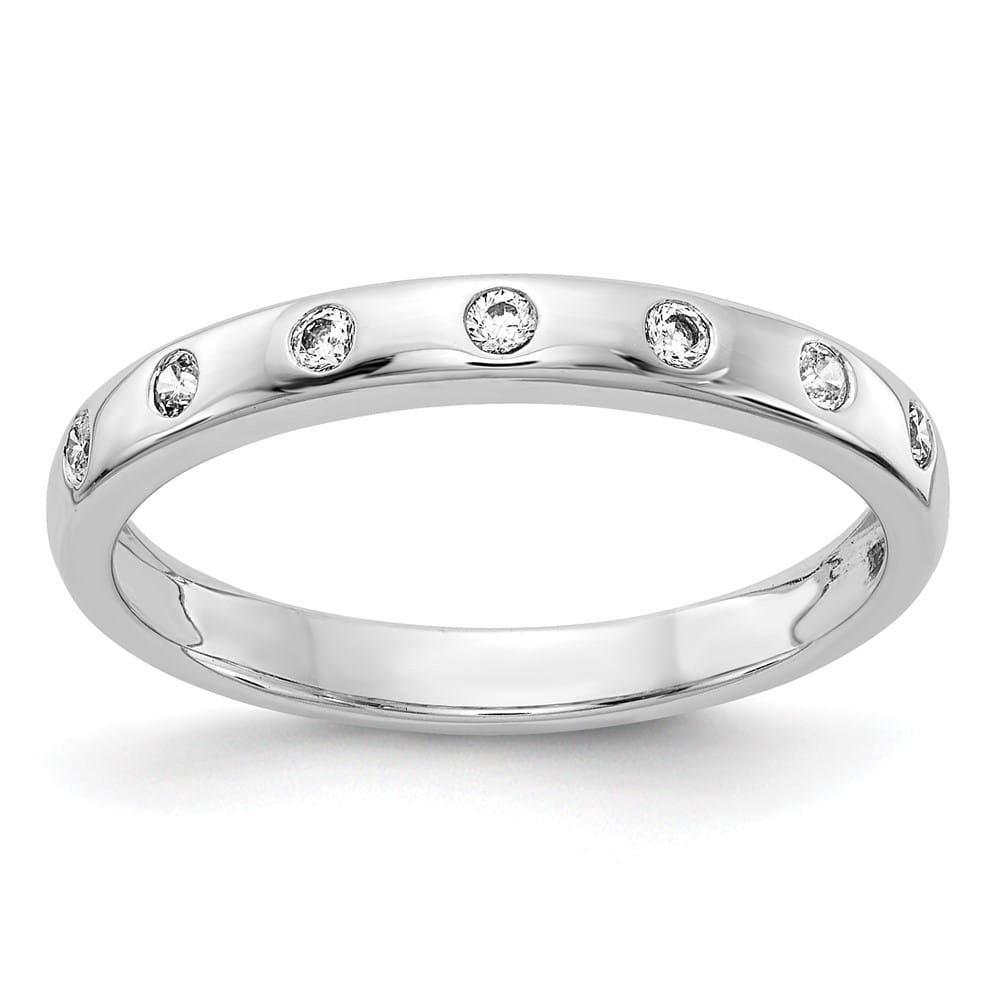 14k White Gold 2mm 7-stone 1/6 Carat Diamond Band