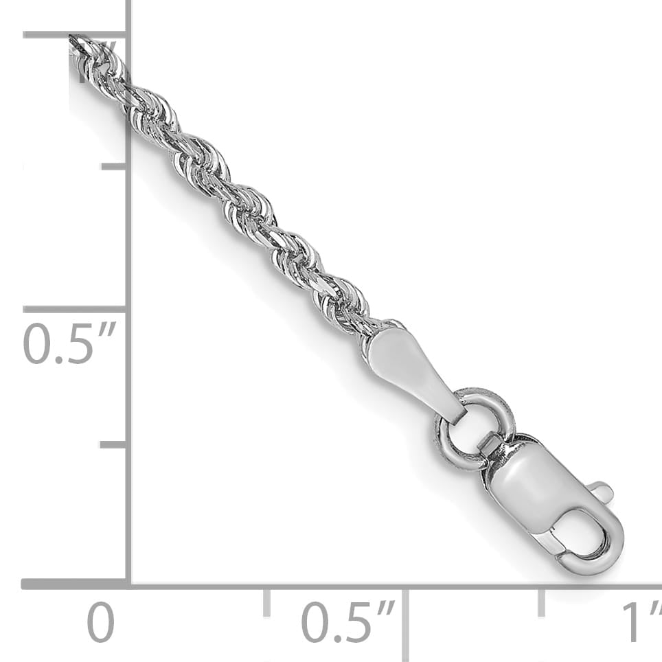 14K White Gold 2mm D.C. Quadruple Rope Lobster Clasp Anklet 10 Inch