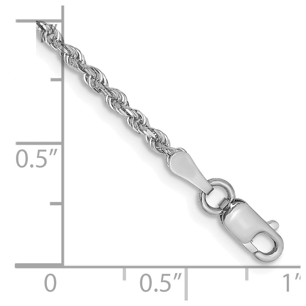 14K White Gold 2mm D.C. Quadruple Rope Lobster Clasp Anklet