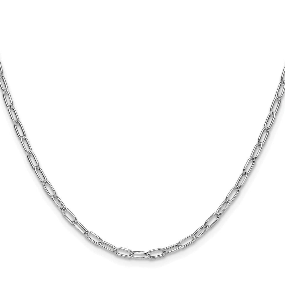 14K White Gold 3.0mm Semi-Solid Beveled Paperclip Chain 26 Inch