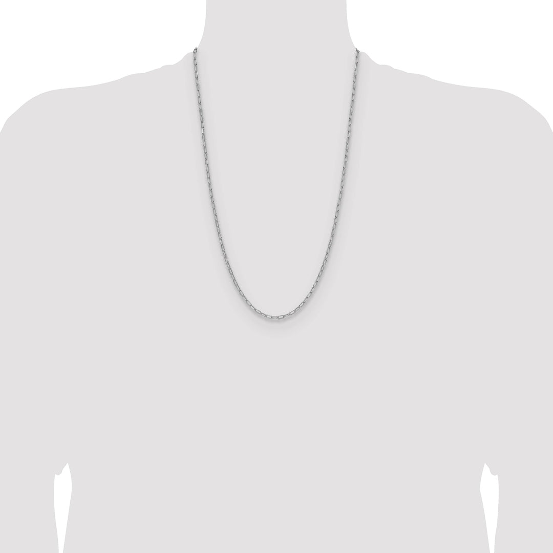14K White Gold 3.0mm Semi-Solid Beveled Paperclip Chain 26 Inch
