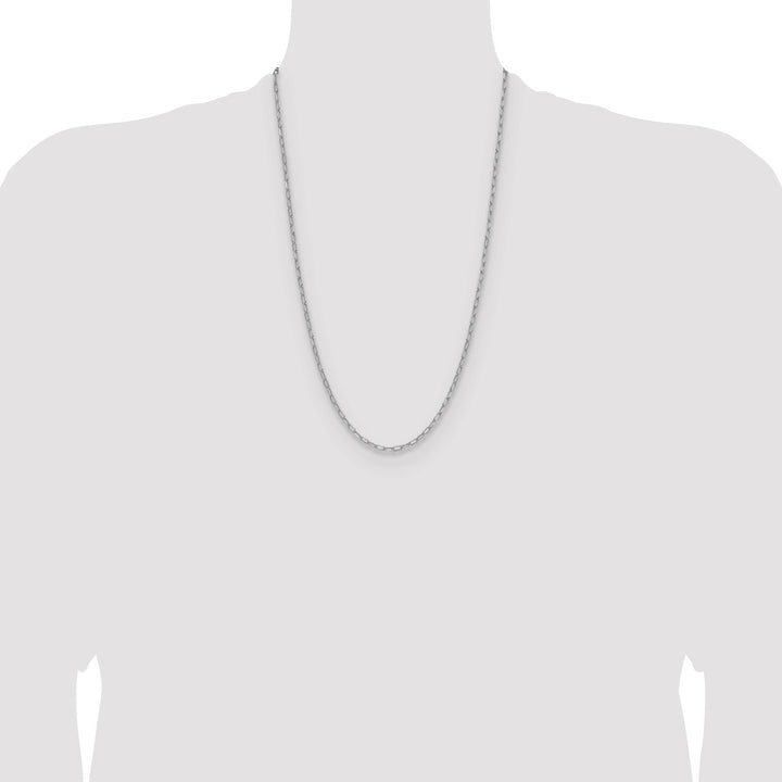 14K White Gold 3.0mm Semi-Solid Beveled Paperclip Chain 26 Inch