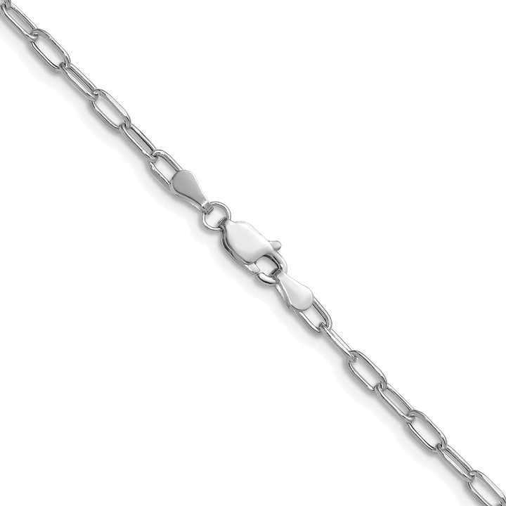 14K White Gold 3.0mm Semi-Solid Beveled Paperclip Chain 26 Inch