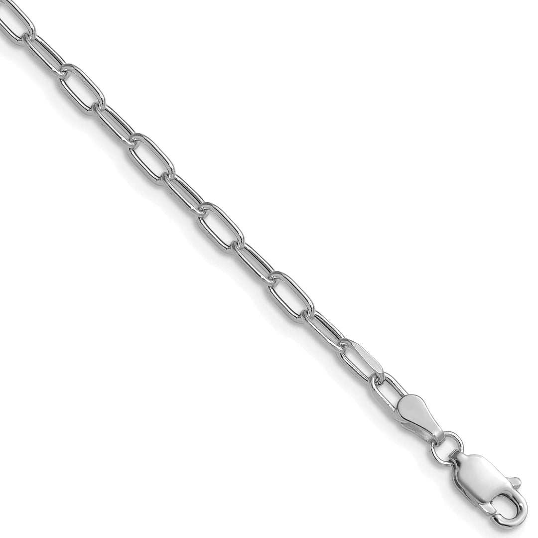 14K White Gold 3.0mm Semi-Solid Beveled Paperclip Chain 26 Inch