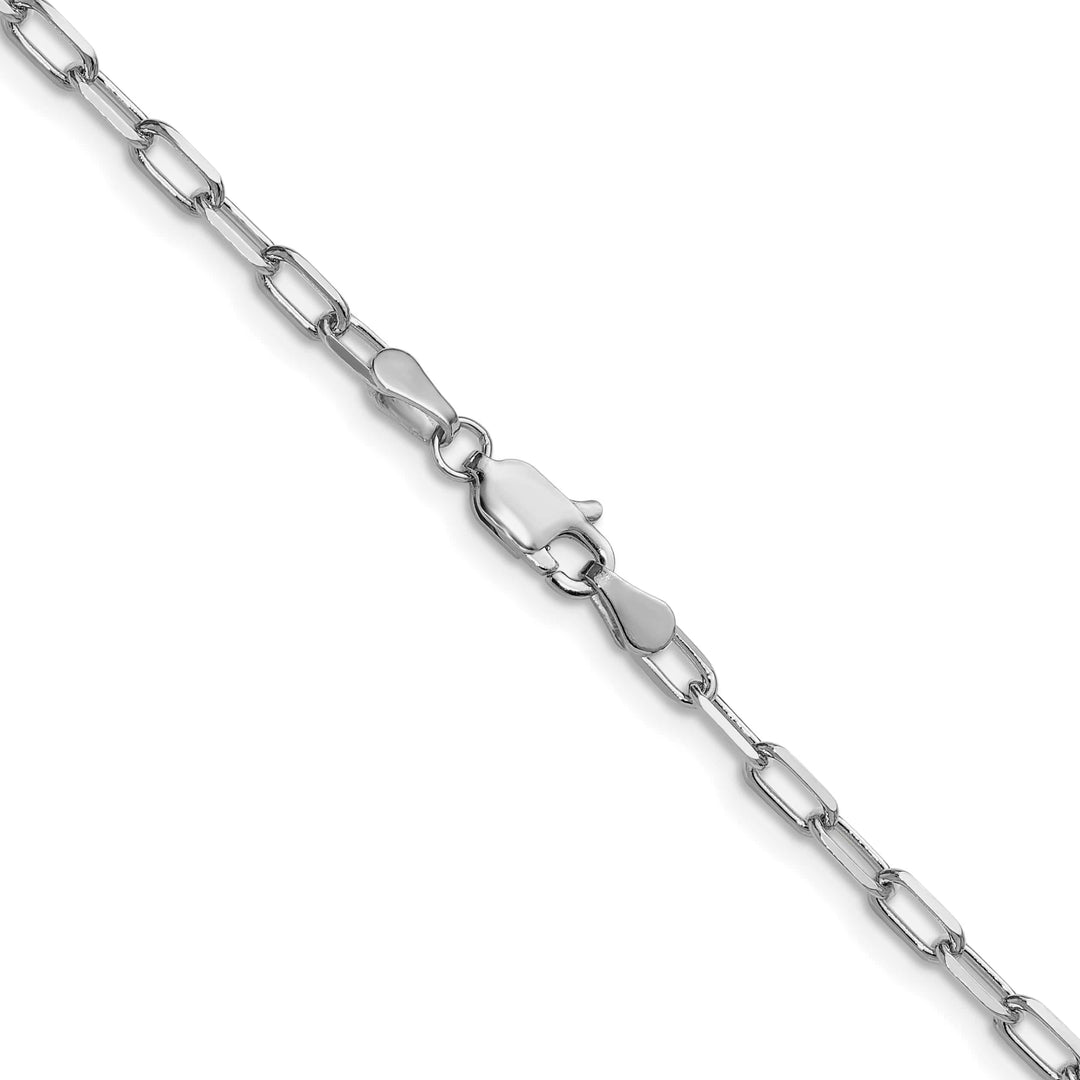 14K White Gold 3.0mm Solid Beveled Paperclip Chain 26 Inch