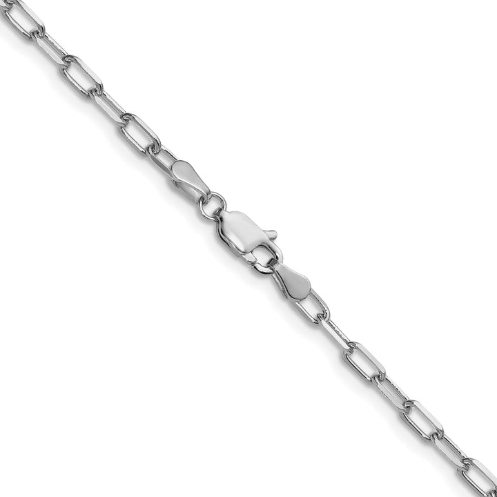 14K White Gold 3.0mm Solid Beveled Paperclip Chain 26 Inch