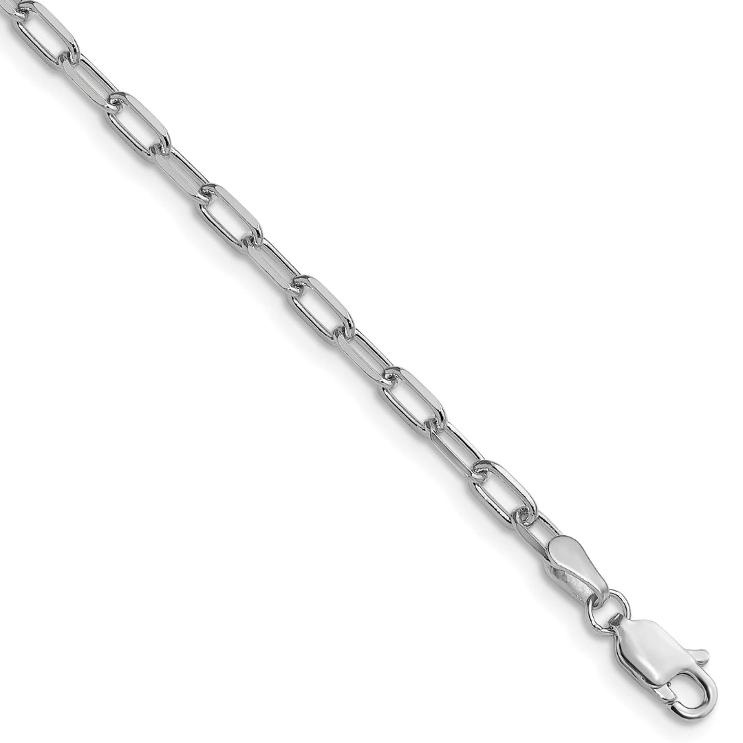 14K White Gold 3.0mm Solid Beveled Paperclip Chain 26 Inch