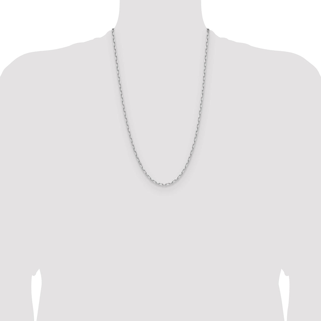 14K White Gold 3.0mm Solid Beveled Paperclip Chain 26 Inch