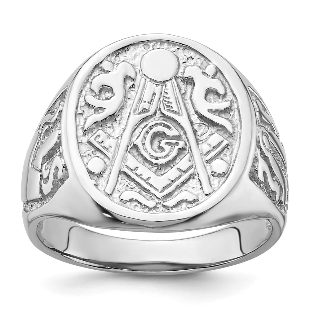 14k White Gold 3.15 mm IB Goodman (No Enamel) Masonic Men's Ring