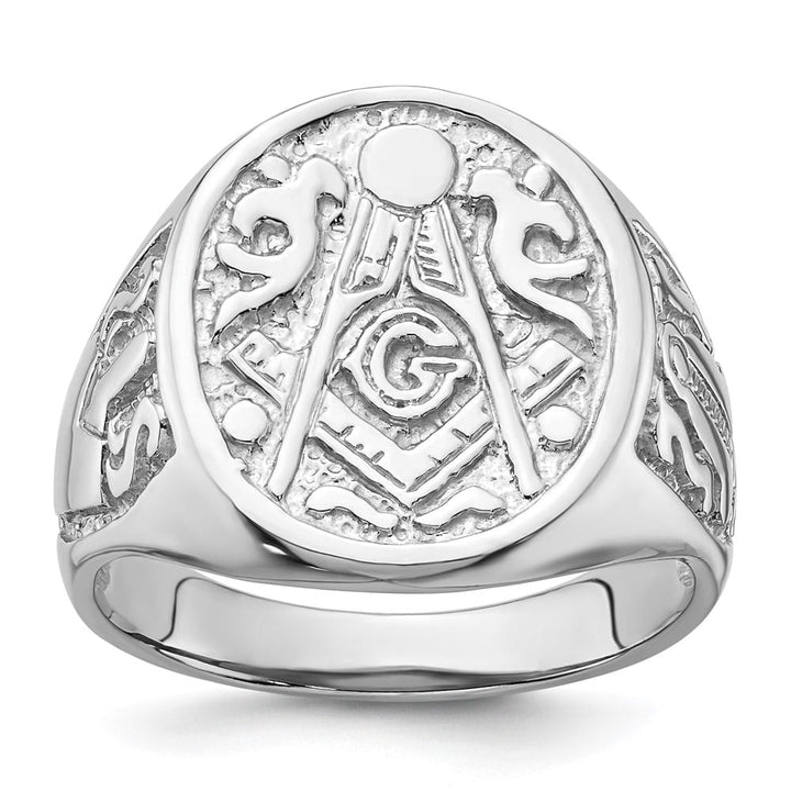 14k White Gold 3.15 mm IB Goodman (No Enamel) Masonic Men's Ring