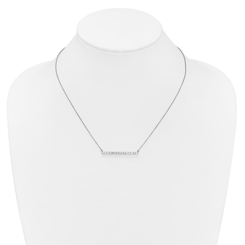 14K White Gold 3/4 carat Diamond Bar 18 inch Necklace