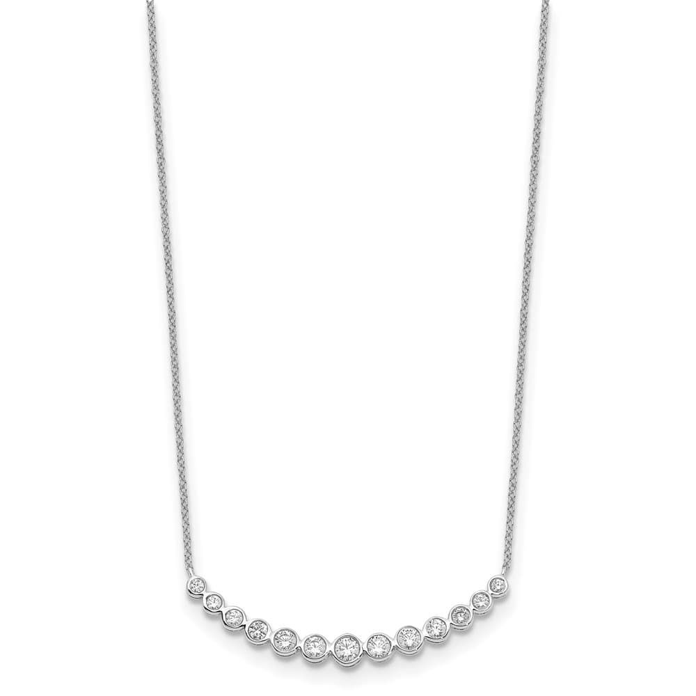 14K White Gold 3/4 carat Diamond Bezel-set Curved Bar 18 inch Necklace
