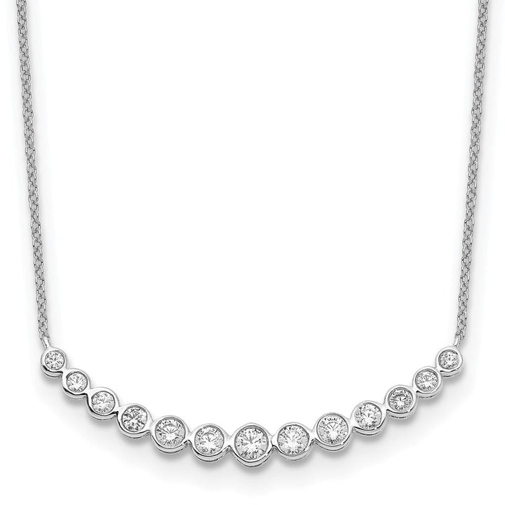 14K White Gold 3/4 carat Diamond Bezel-set Curved Bar 18 inch Necklace