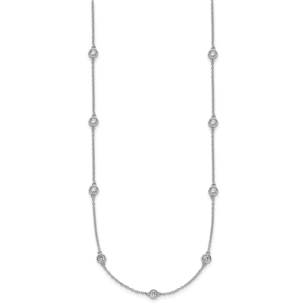 14K White Gold 3/4 carat Diamond Chain 13-Station 16 inch Necklace