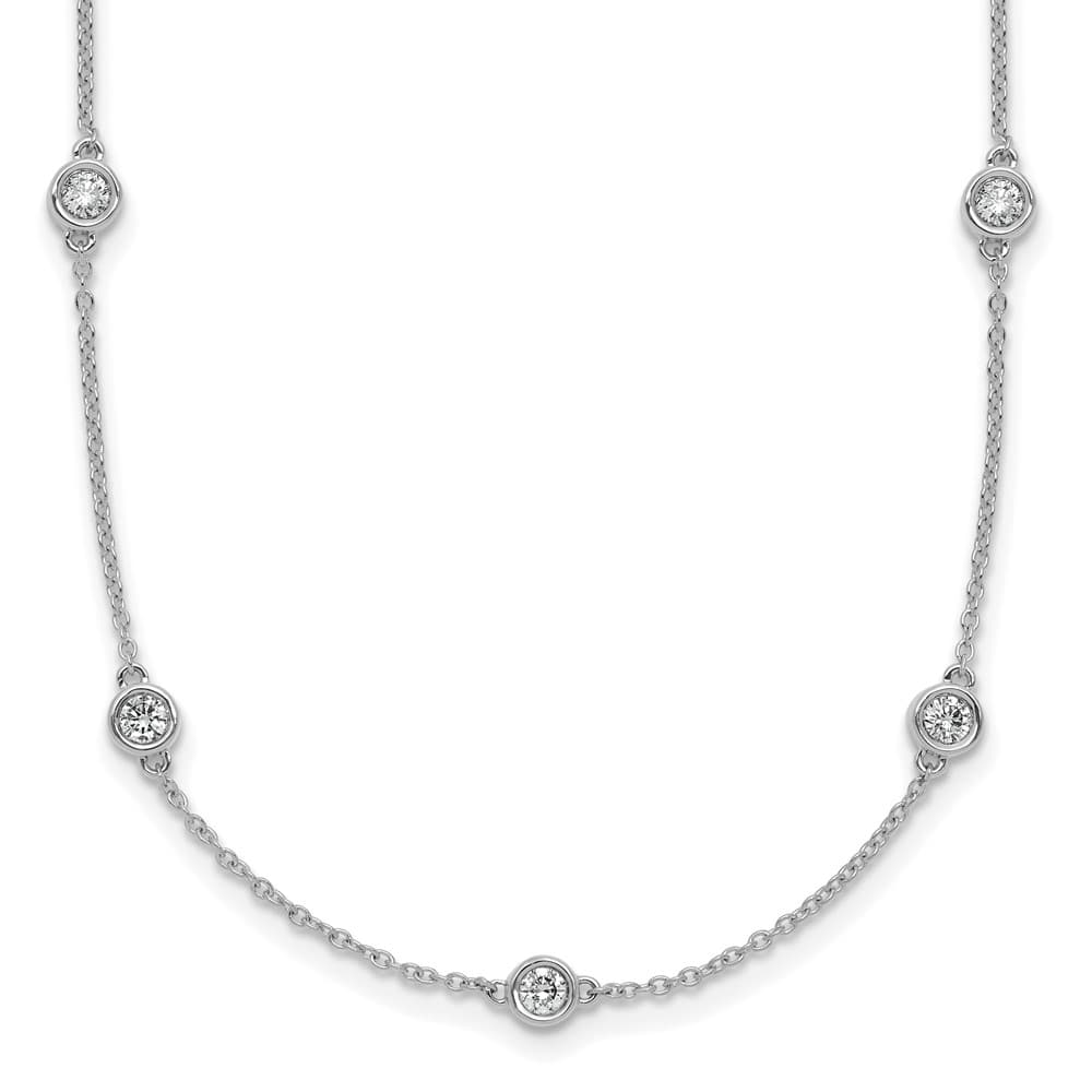 14K White Gold 3/4 carat Diamond Chain 13-Station 16 inch Necklace
