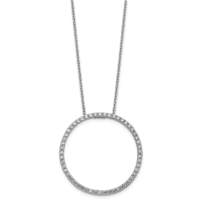 14K White Gold 3/4 carat Diamond Circle 18 inch Necklace