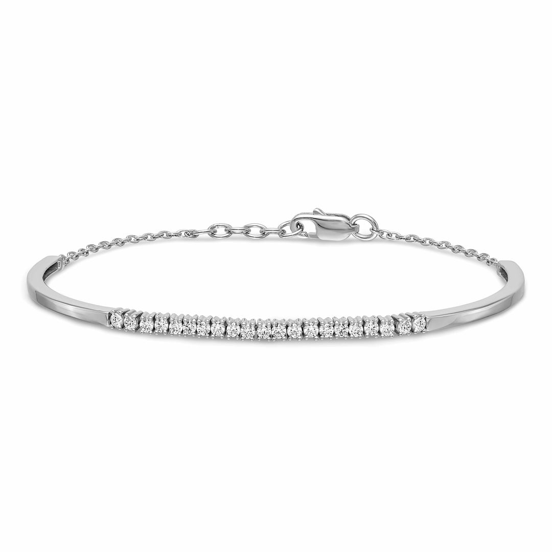 14k White Gold 3/4 carat Diamond Half-Bangle 6.75 inch Bracelet 0.5