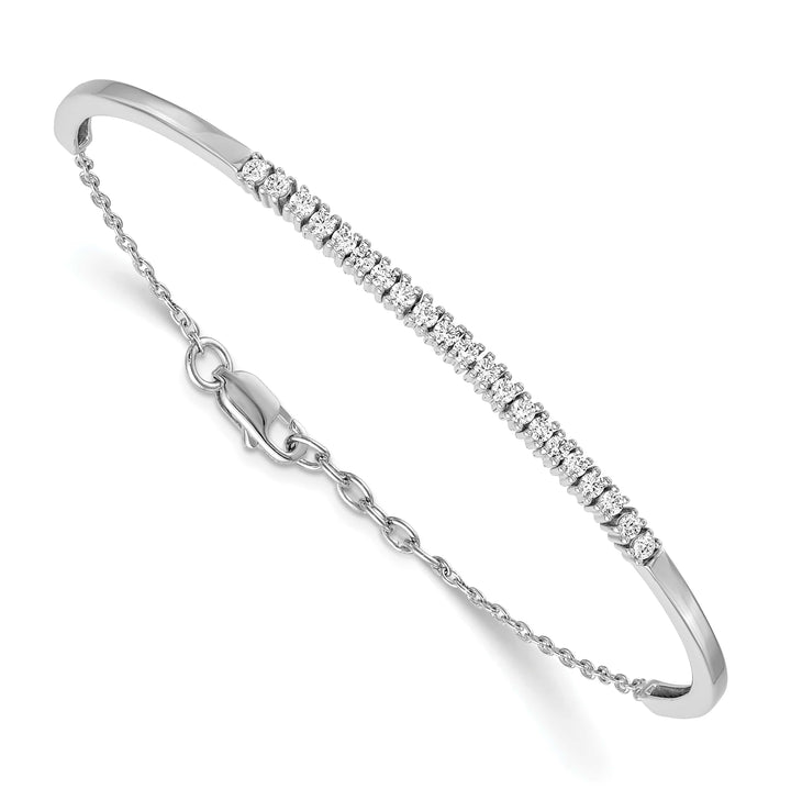 14k White Gold 3/4 carat Diamond Half-Bangle 6.75 inch Bracelet 0.5