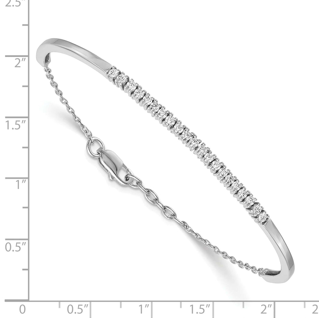14k White Gold 3/4 carat Diamond Half-Bangle 6.75 inch Bracelet 0.5