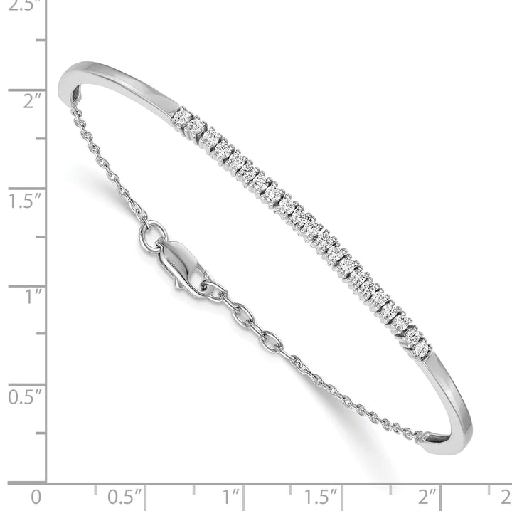 14k White Gold 3/4 carat Diamond Half-Bangle 6.75 inch Bracelet 0.5