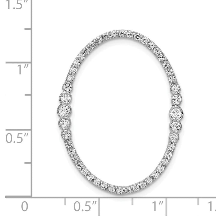 14K White Gold 3/4 Carat Diamond Oval Chain Slide