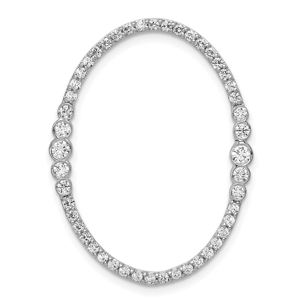 14K White Gold 3/4 Carat Diamond Oval Chain Slide