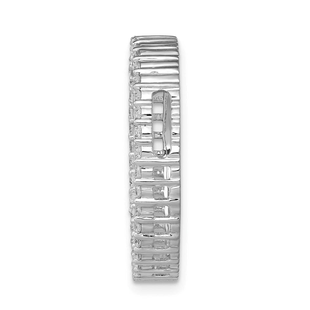 14K White Gold 3/4 carat Lab Grown Diamond Circle Slide Pendant, Large