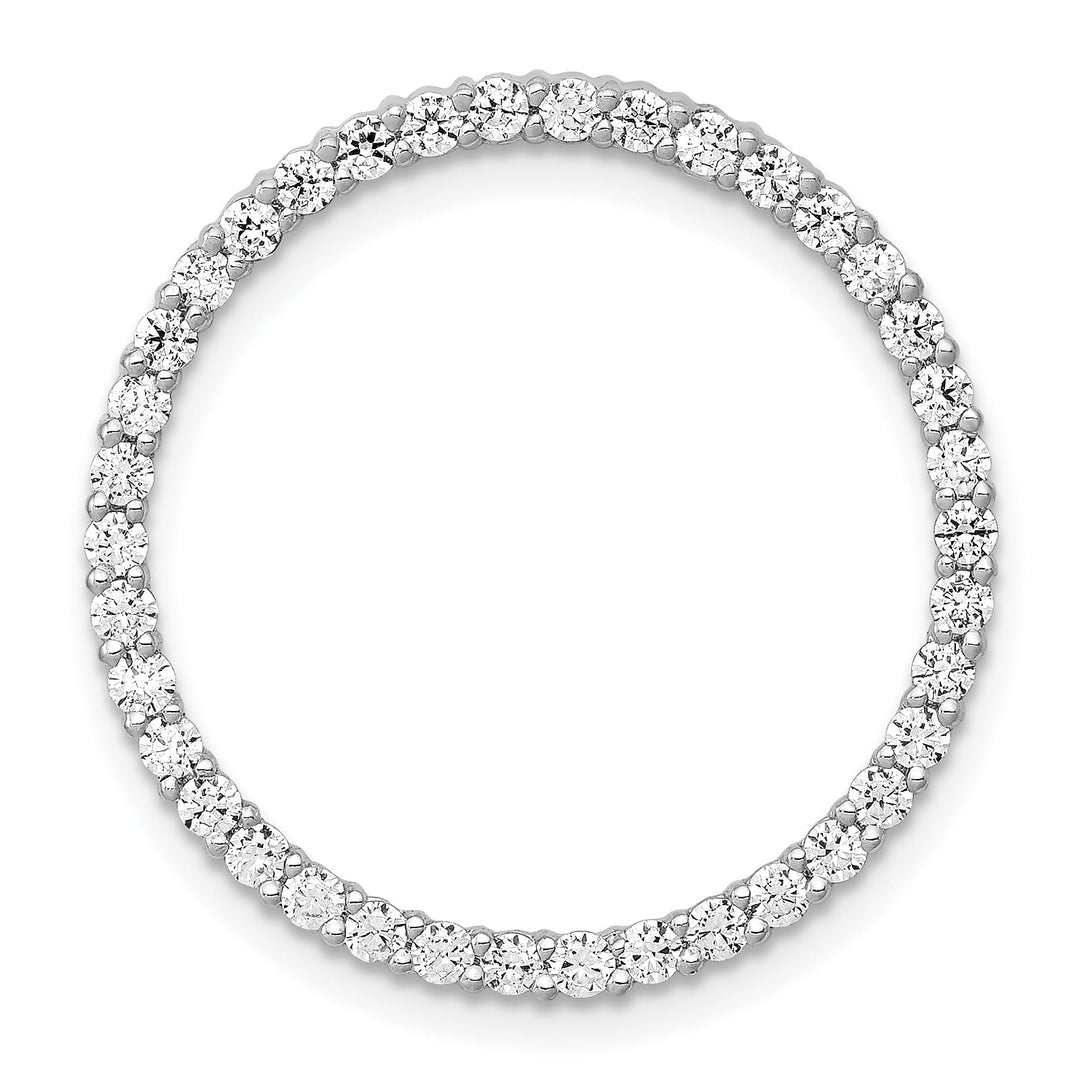 14K White Gold 3/4 carat Lab Grown Diamond Circle Slide Pendant, Large