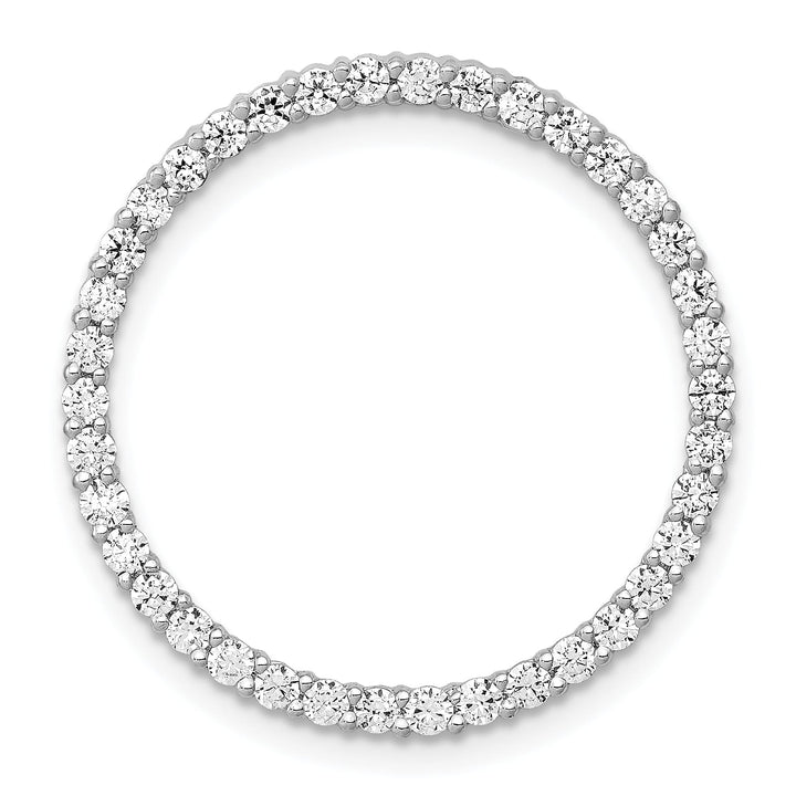 14K White Gold 3/4 carat Lab Grown Diamond Circle Slide Pendant, Large