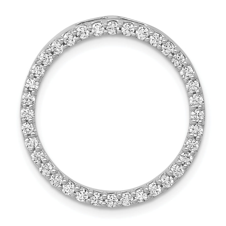 14K White Gold 3/4 carat Lab Grown Diamond Circle Slide Pendant, Small