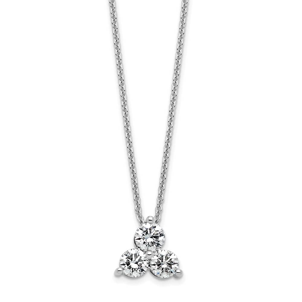 14K White Gold 3/4 carat Lab Grown Diamond Cluster 18 inch Necklace