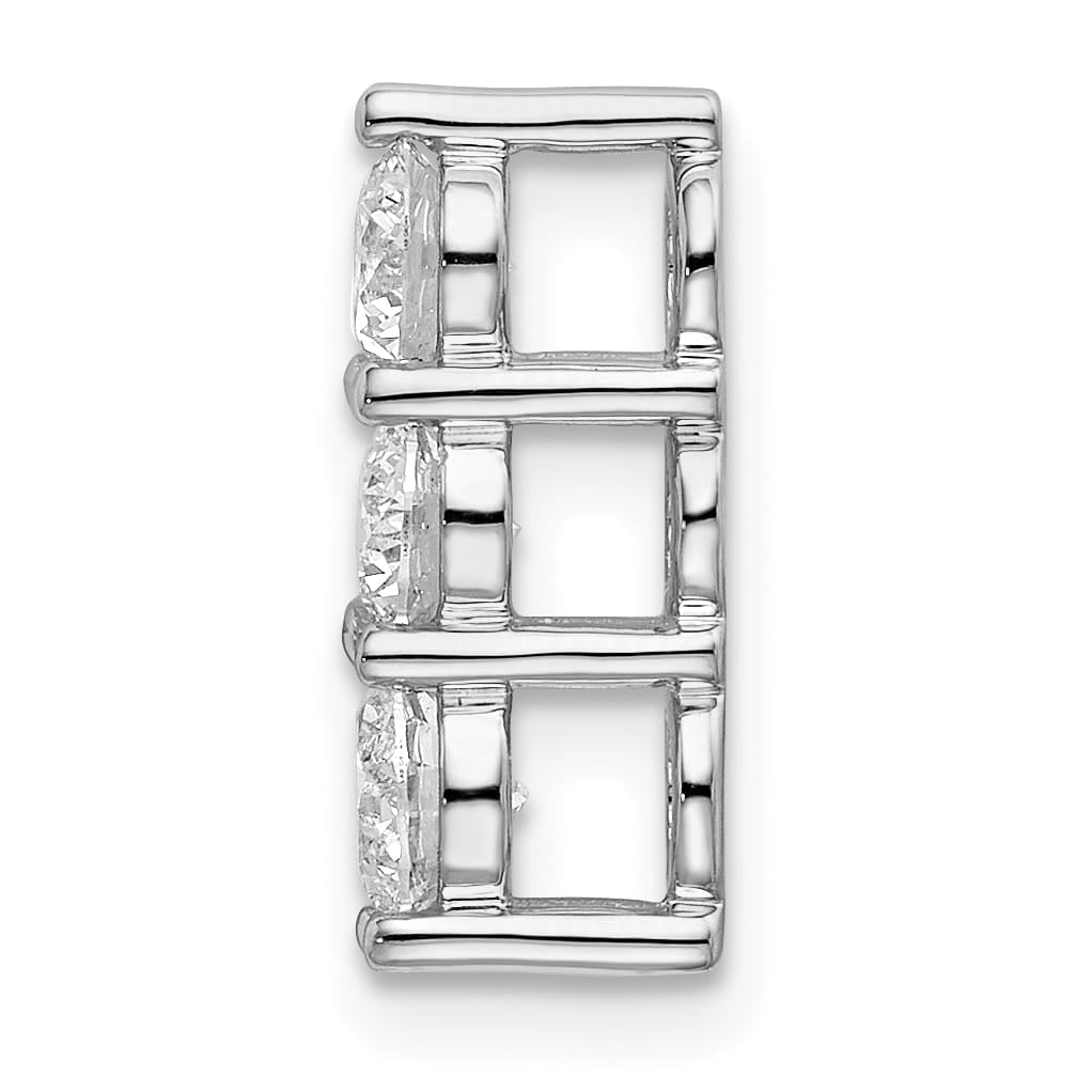 14K White Gold 3/4 carat Lab Grown Diamond Three Stone Slide Pendant
