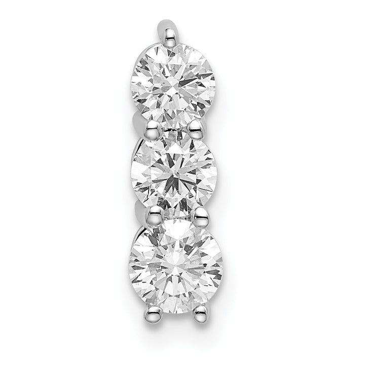 14K White Gold 3/4 carat Lab Grown Diamond Three Stone Slide Pendant