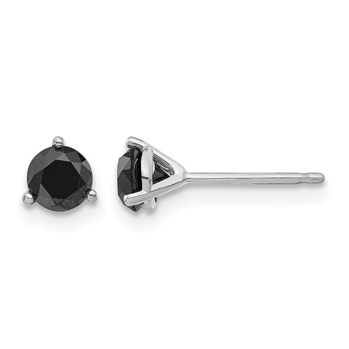 14K White Gold 3/4 ct Black Diamond Stud Earrings