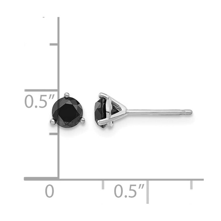 14K White Gold 3/4 ct Black Diamond Stud Earrings