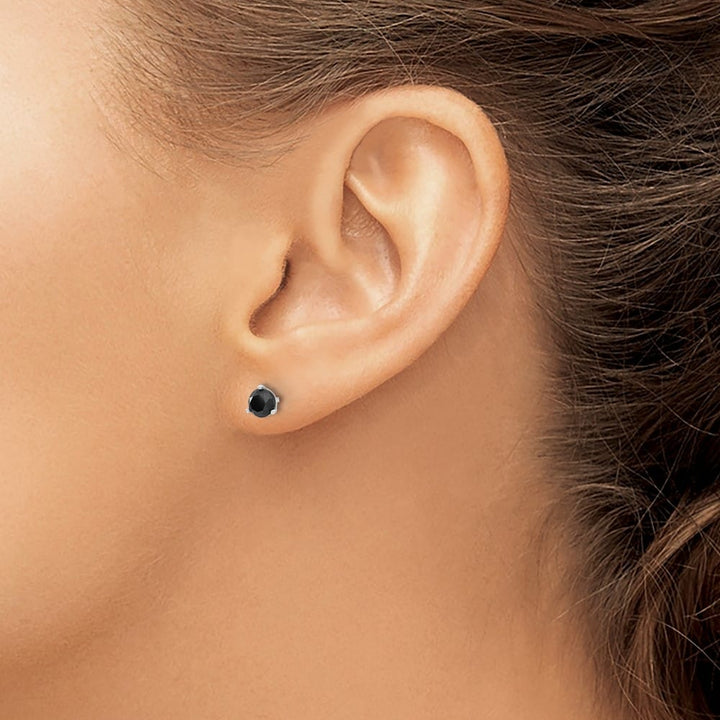 14K White Gold 3/4 ct Black Diamond Stud Earrings