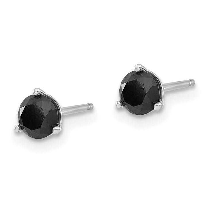 14K White Gold 3/4 ct Black Diamond Stud Earrings