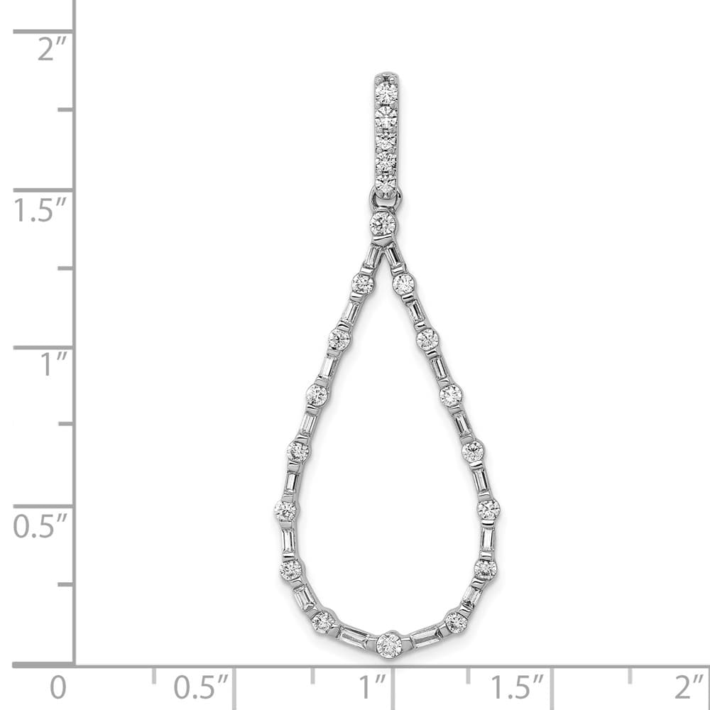 14K White Gold 3/4 ct Diamond Teardrop Pendant