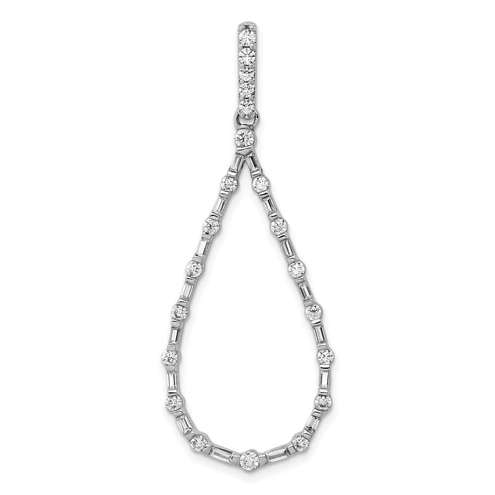14K White Gold 3/4 ct Diamond Teardrop Pendant