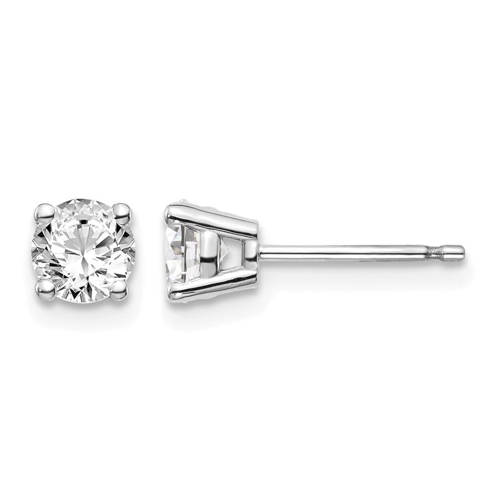 14K White Gold 3/4 ct I1 J-K Diamond Push Back Stud Earrings