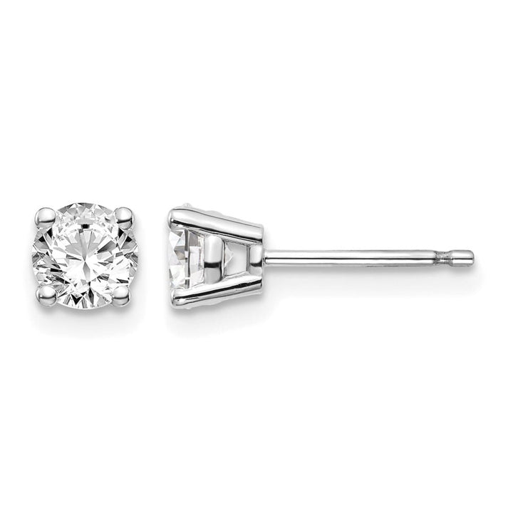 14K White Gold 3/4 ct I1 J-K Diamond Push Back Stud Earrings