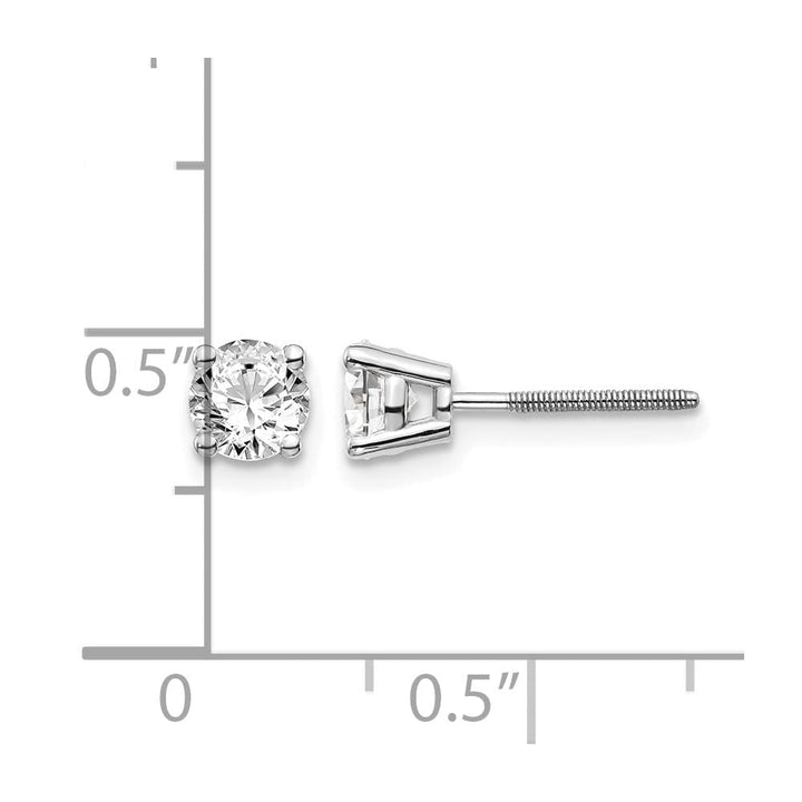 14K White Gold 3/4 ct SI3 G-I Diamond Screw Back Stud Earrings